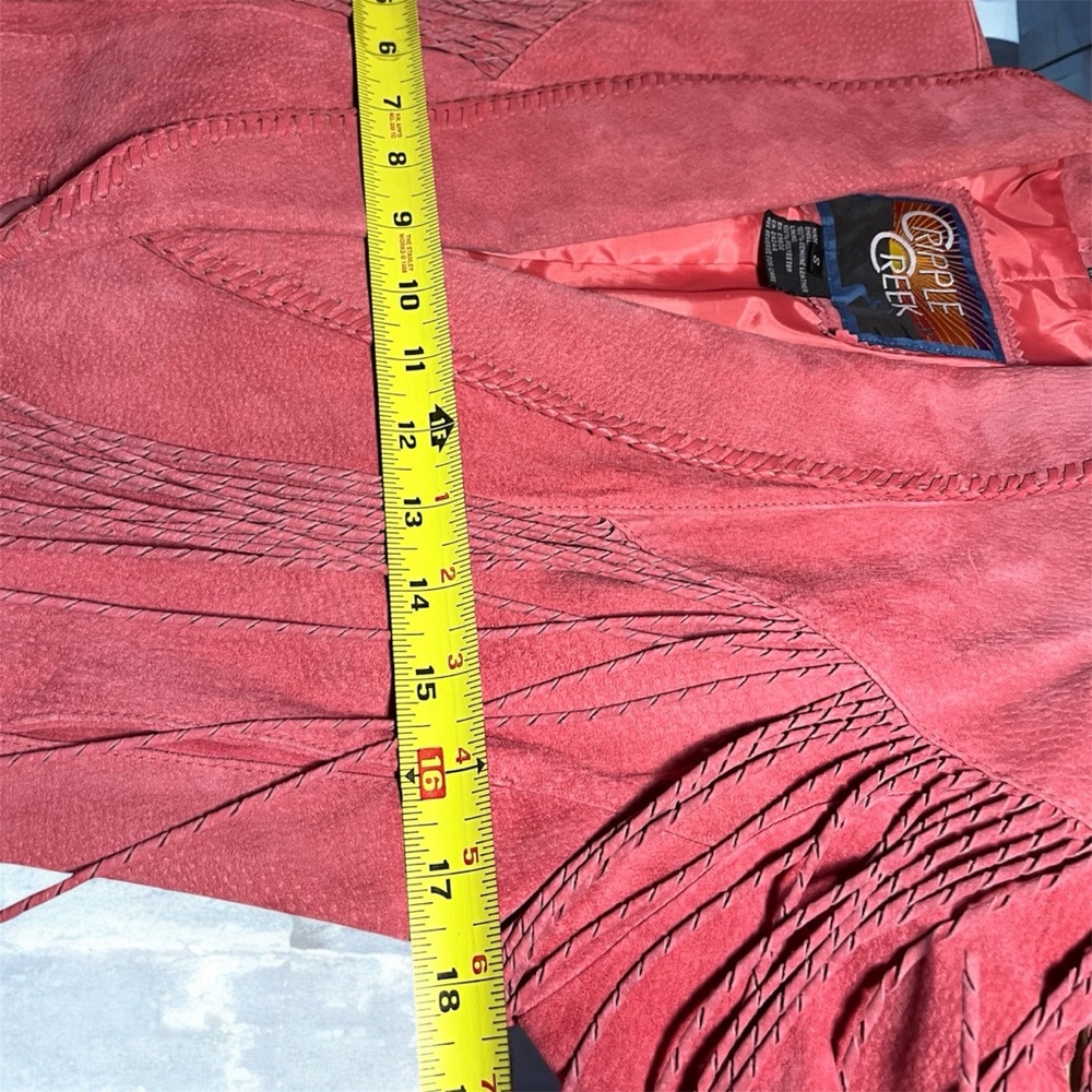 Vintage Cripple Creek Salmon Pink Suede Fringe Western Cowgirl Leather Jacket - Picture 6 of 9